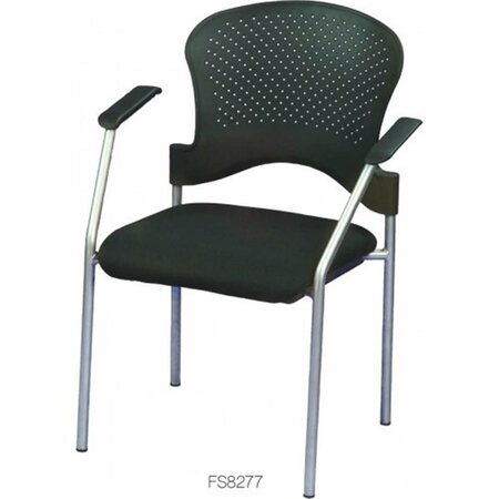HOMEROOTS Gray Frame Plastic Fabric Guest Chair, 25 x 21 x 33.75 in. 372366